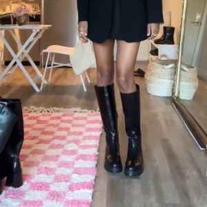 Vince Camuto Black Nettrio Knee-High
Leather Boots (Wide Calf)